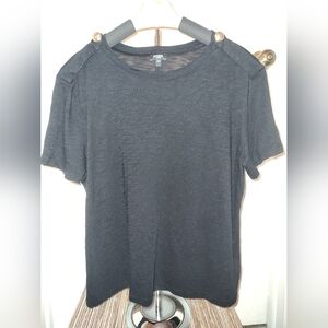 Black Short Sleeve T-Shirt with Gold Buttons